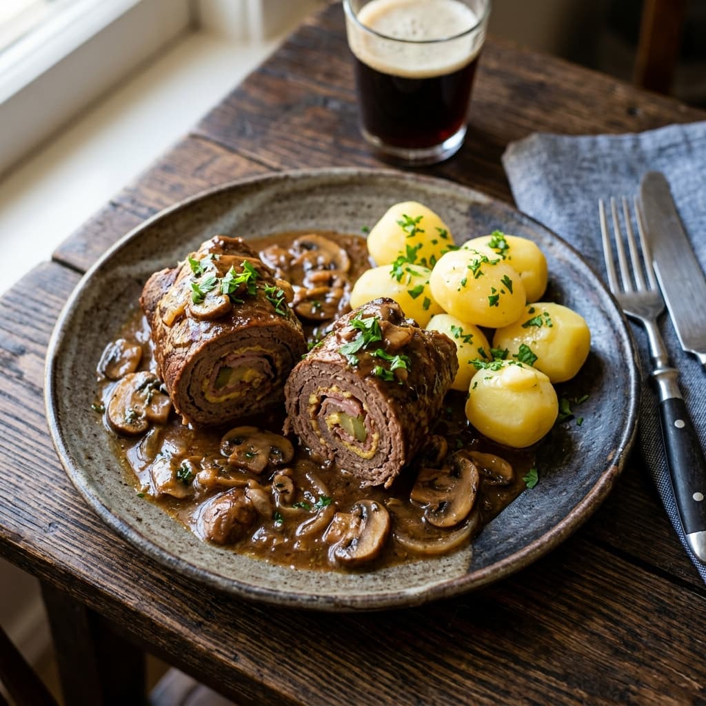 Fleischrouladen mit Champignons & Kartoffeln