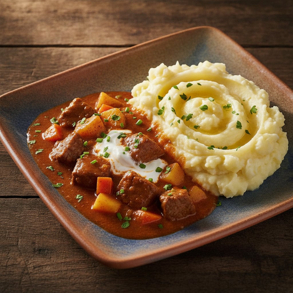 Gulasch mit Kartoffelpüree