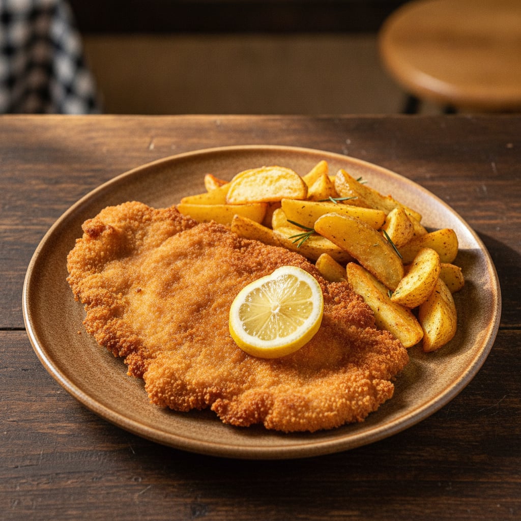 Schnitzel mit Ofenkartoffeln